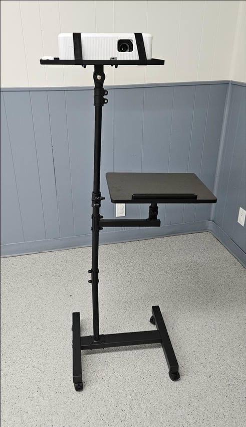 Media cart with an Epson projector 